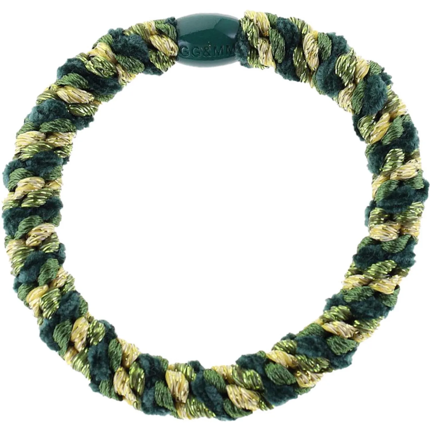 Bow's by Str Braided Hair Elastic - Multi Dark Green/Gold Glitter 6-pack