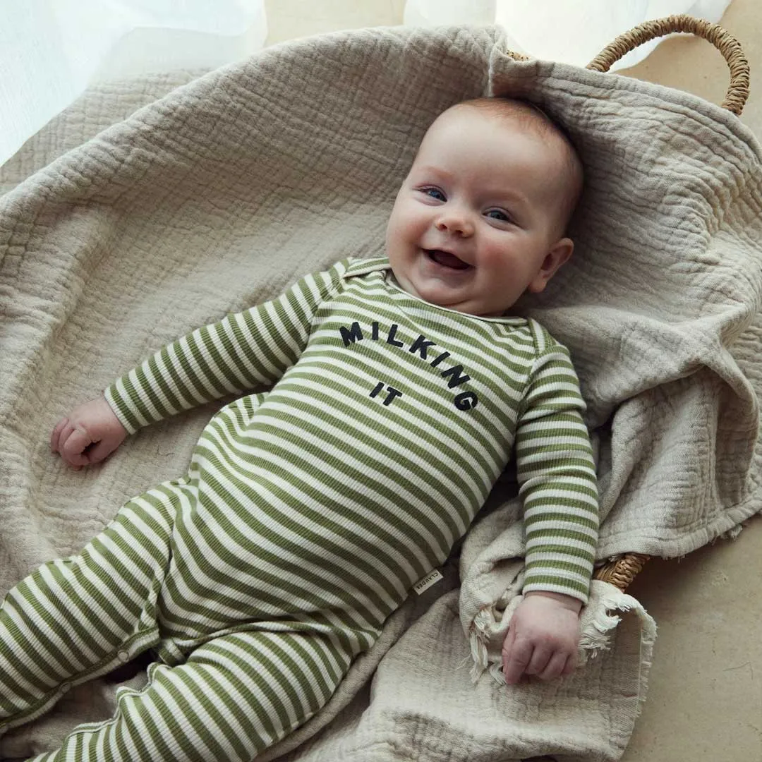 Claude & Co Stripe Onesie - Sage