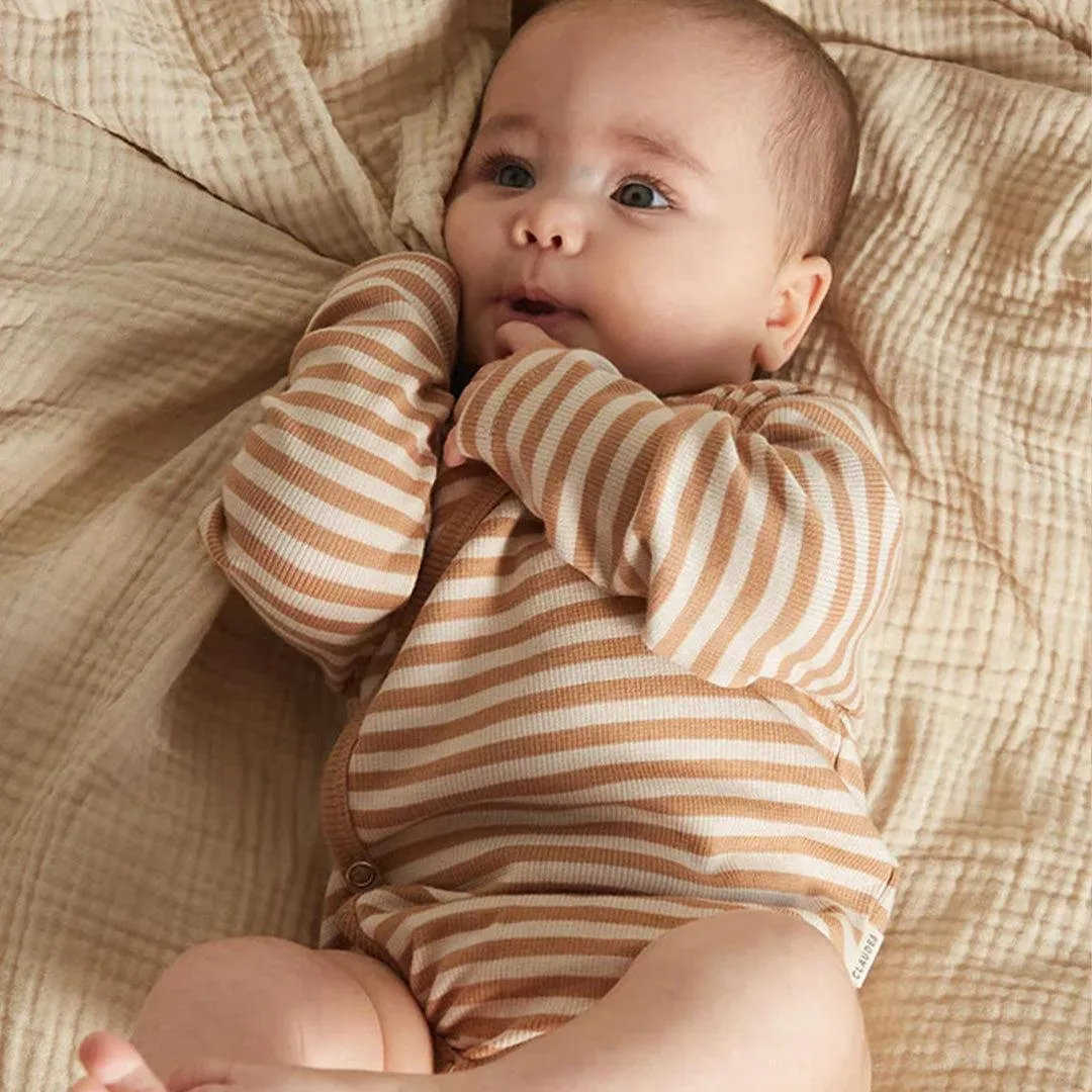 Claude & Co Trevi Clay Stripe Wrap Bodysuit - Clay