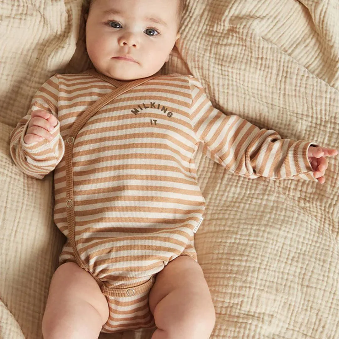 Claude & Co Trevi Clay Stripe Wrap Bodysuit - Clay