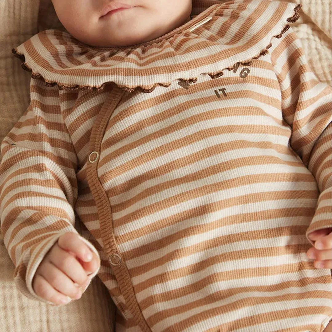 Claude & Co Trevi Clay Stripe Wrap Bodysuit - Clay