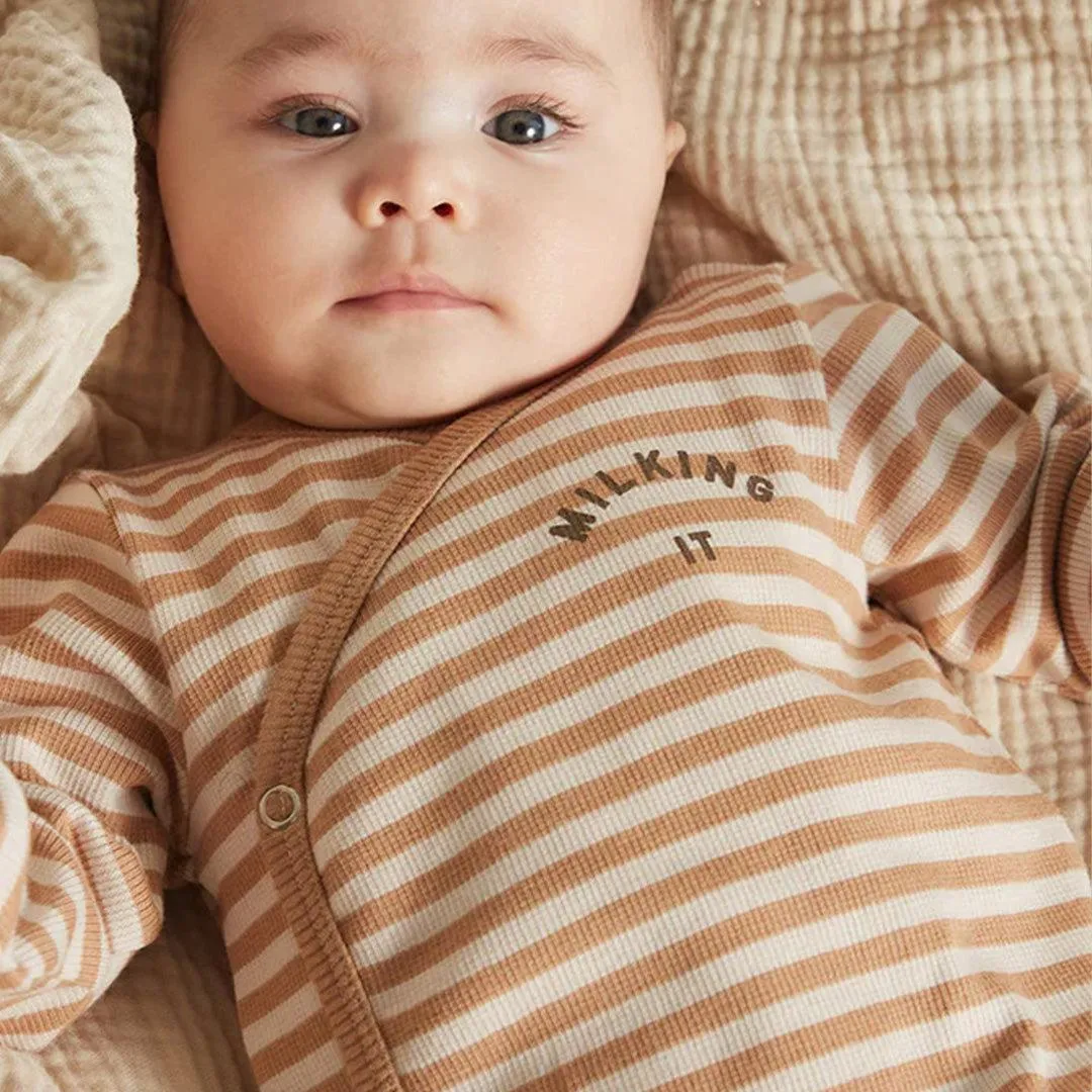 Claude & Co Trevi Clay Stripe Wrap Bodysuit - Clay