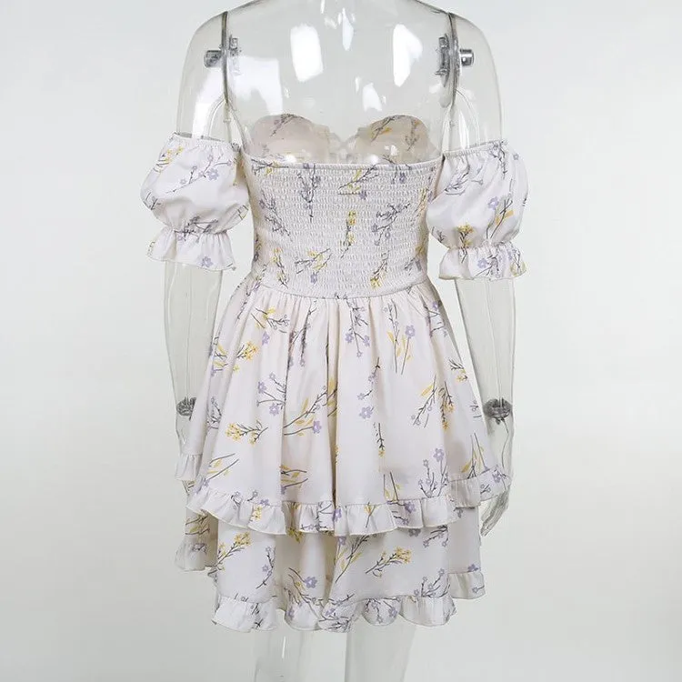 FLORAL THEMED OFF SHOULDER MINI DRESS Gloria Lanvin