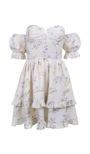 FLORAL THEMED OFF SHOULDER MINI DRESS Gloria Lanvin