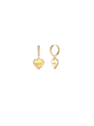 Gold Falling In Love Heart Earrings Guess