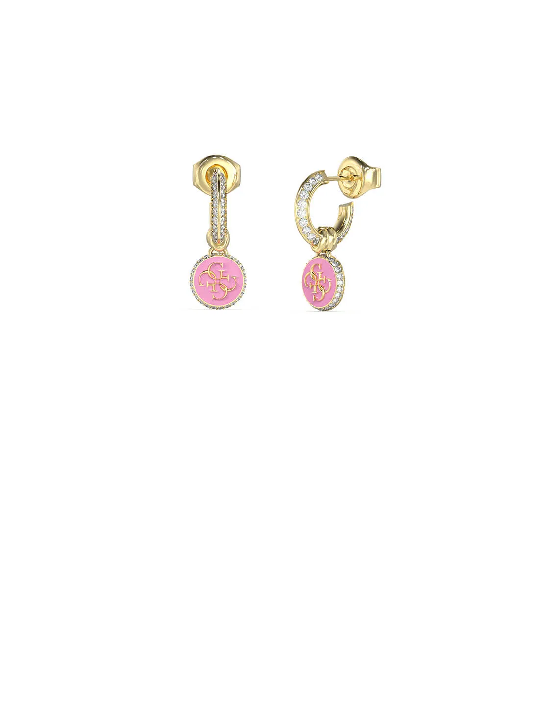 Gold Knot You Pink Crystal Stud Earrings Guess