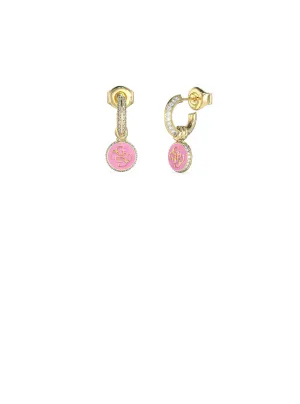 Gold Knot You Pink Crystal Stud Earrings Guess