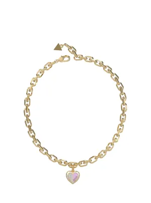 Gold Lilac Heart Charm Necklace Guess
