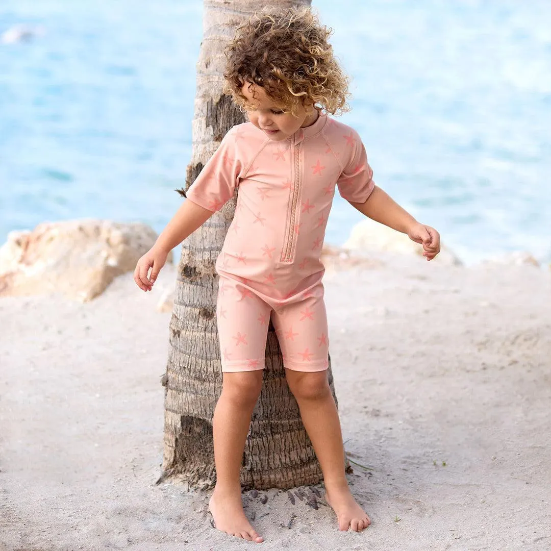 Lassig Short Sleeve Sunsuit - Peach - Starfish