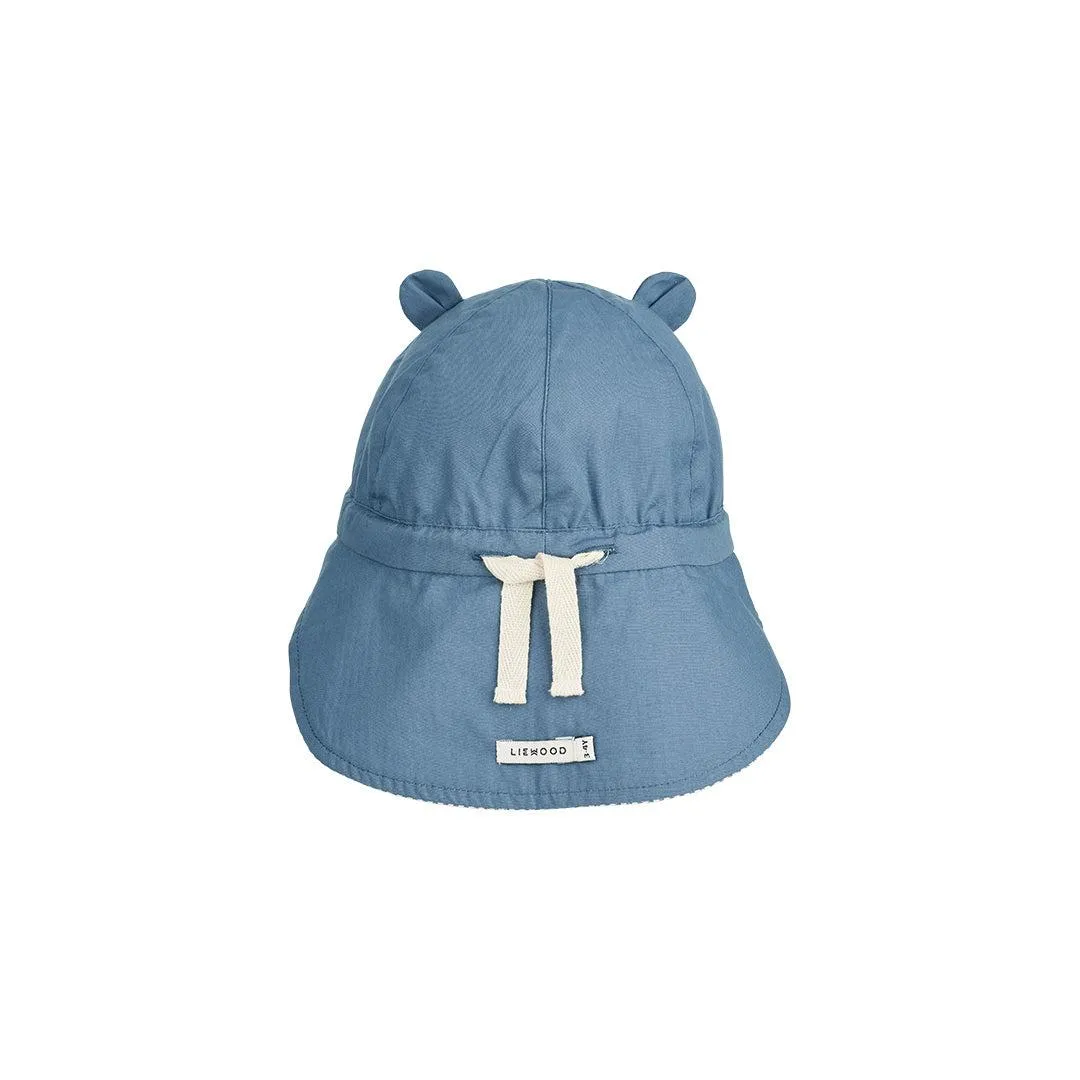 Liewood Gorm Reversible Seersucker Sun Hat (2023) - Blue Wave/Creme de la Creme - Stripe