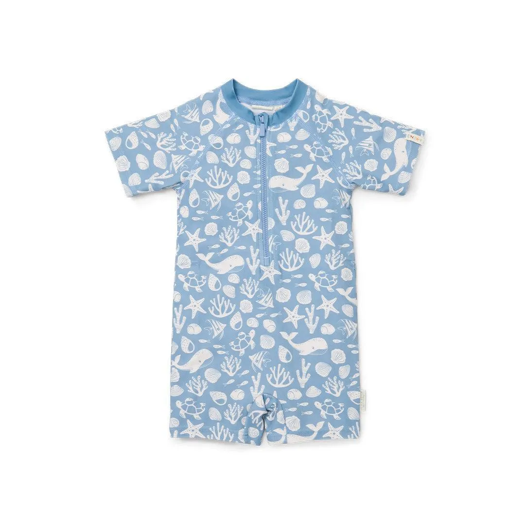 Little Dutch Swimsuit Short Sleeves - Sea Life Ocean Blue