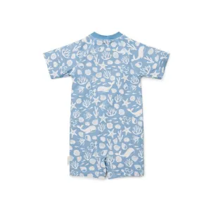Little Dutch Swimsuit Short Sleeves - Sea Life Ocean Blue