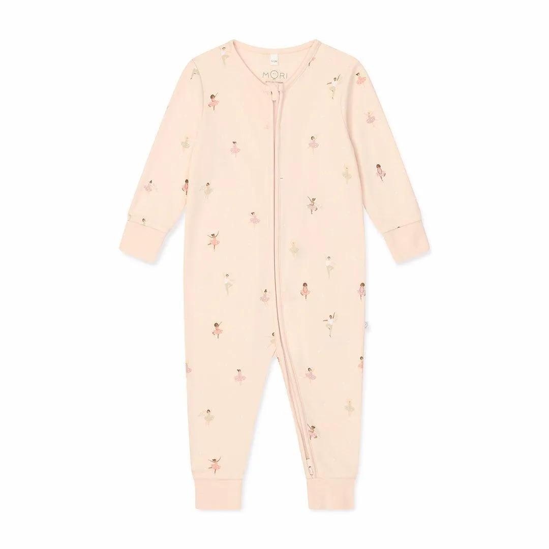 MORI Ballerina Two Way Zip Up Sleepsuit - Ballerina Print