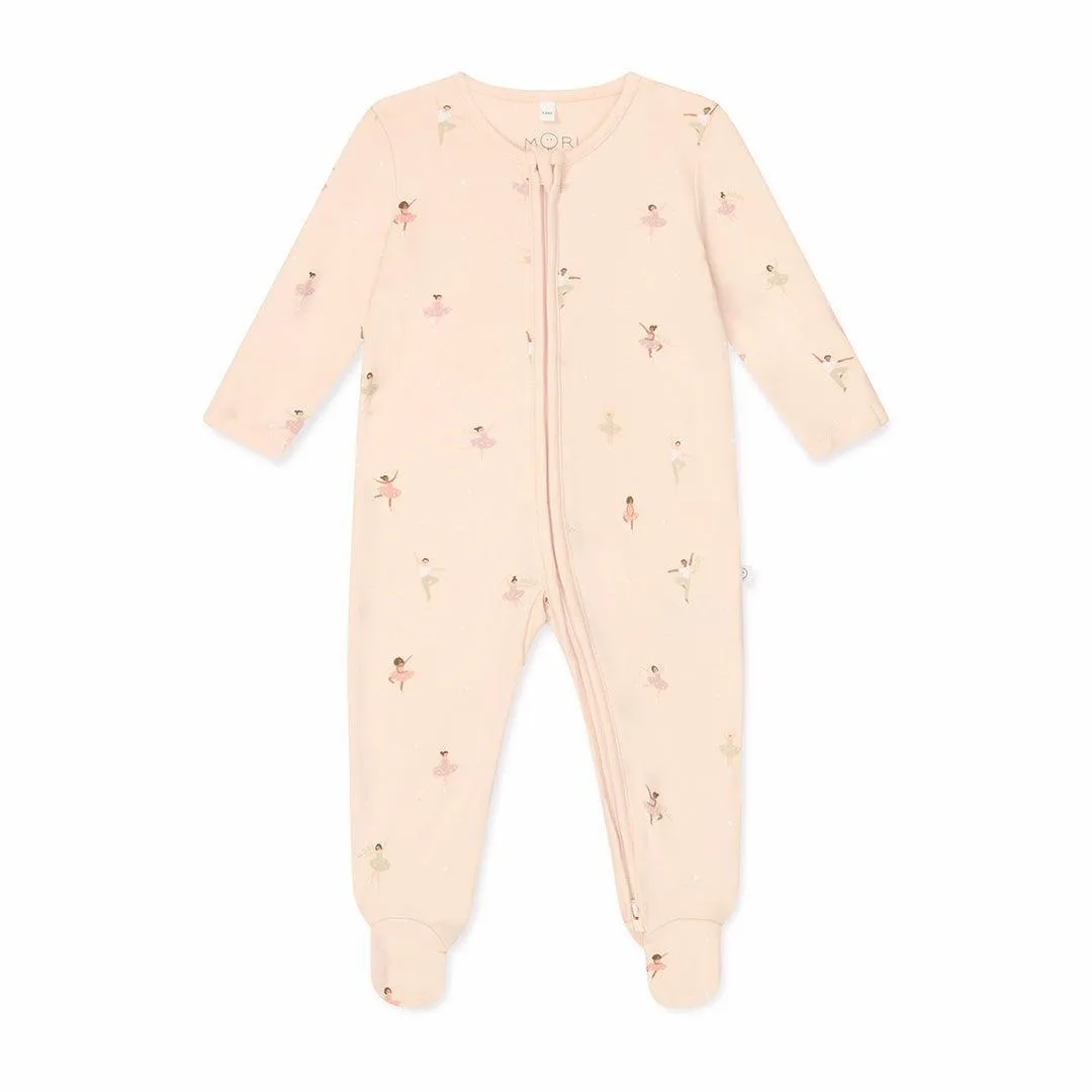 MORI Ballerina Two Way Zip Up Sleepsuit - Ballerina Print