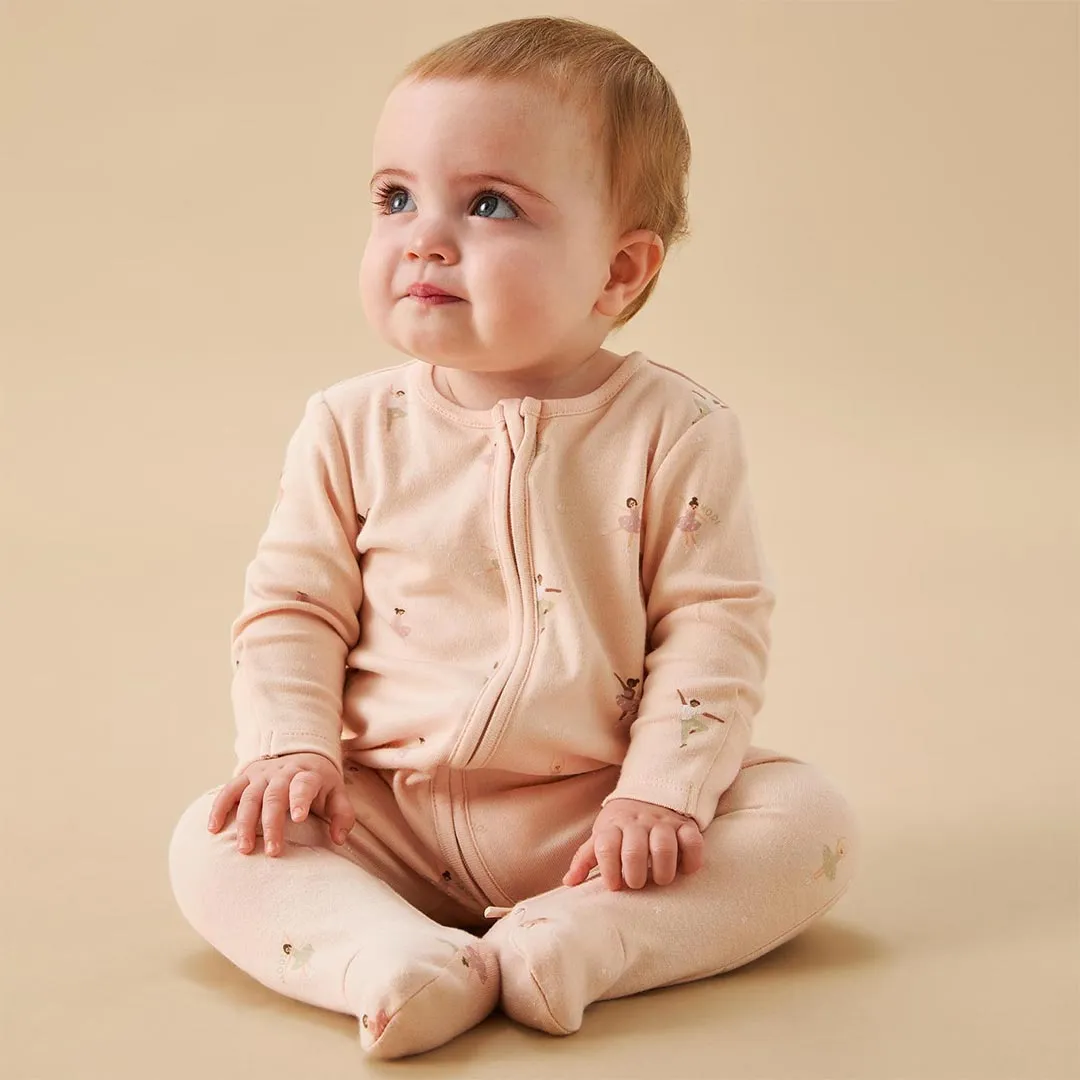 MORI Ballerina Two Way Zip Up Sleepsuit - Ballerina Print