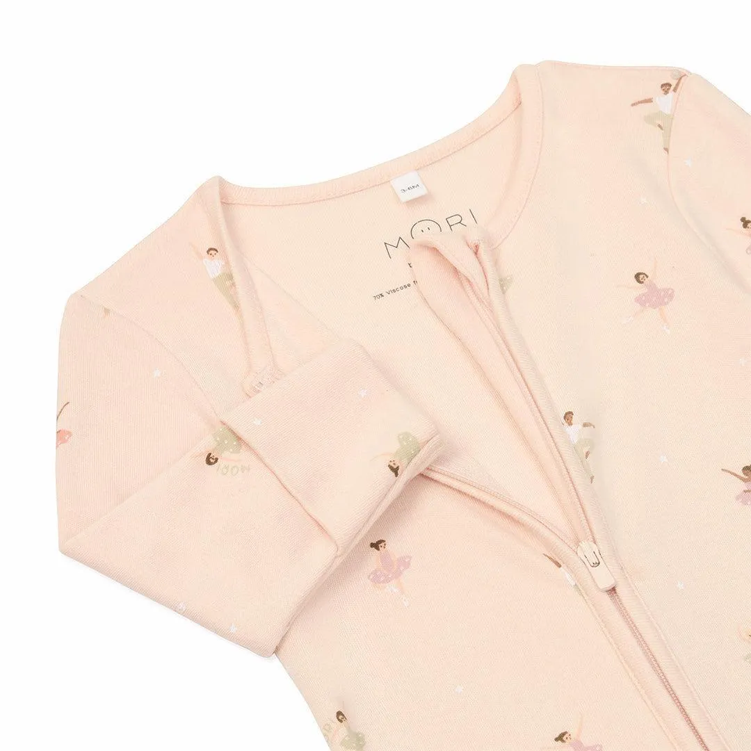 MORI Ballerina Two Way Zip Up Sleepsuit - Ballerina Print