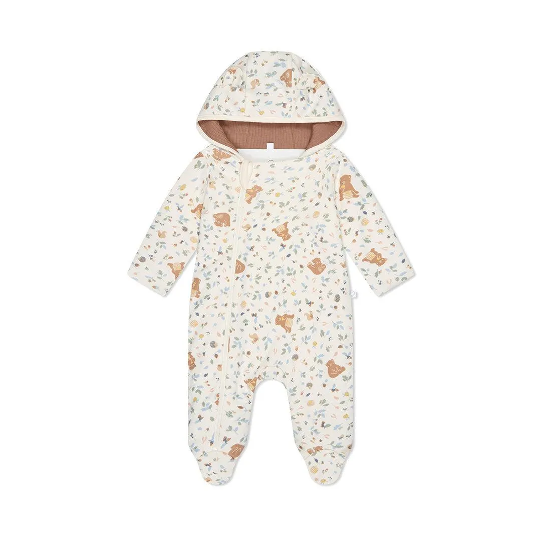 MORI Bear Print Pramsuit - Honey Bear Print