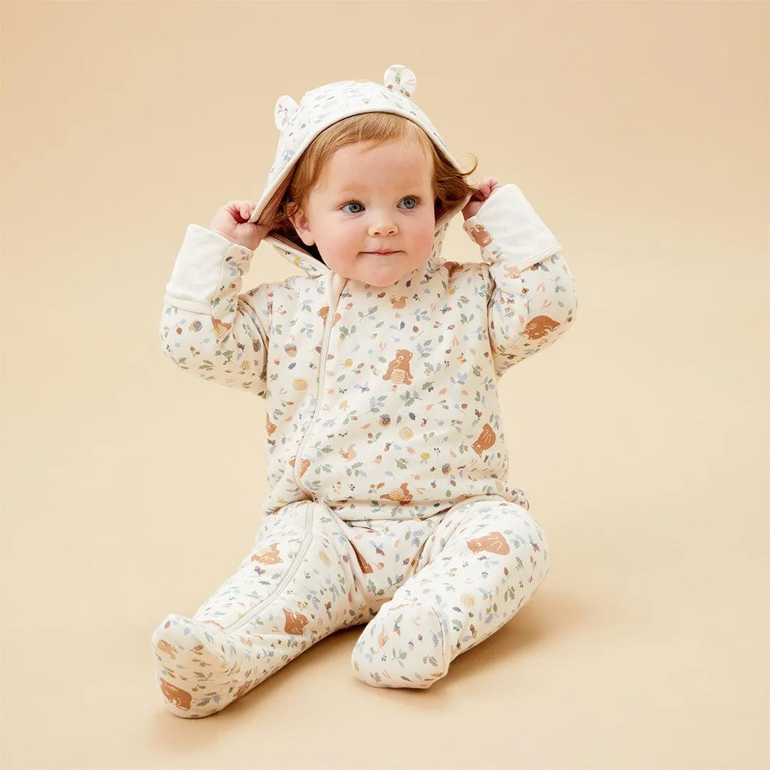 MORI Bear Print Pramsuit - Honey Bear Print
