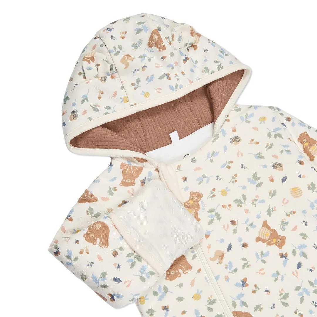 MORI Bear Print Pramsuit - Honey Bear Print