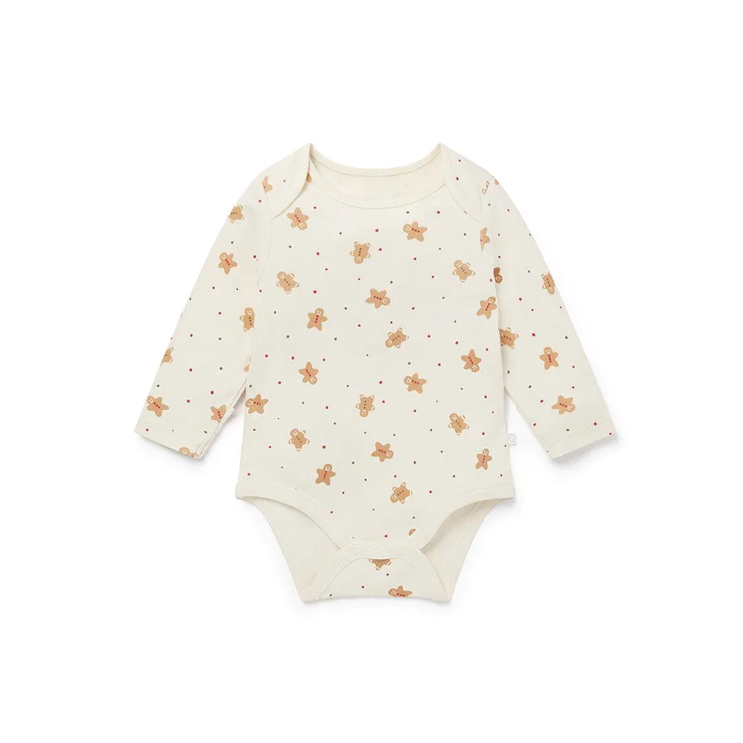 MORI Christmas Long Sleeve Bodysuit  - Gingerbread Print