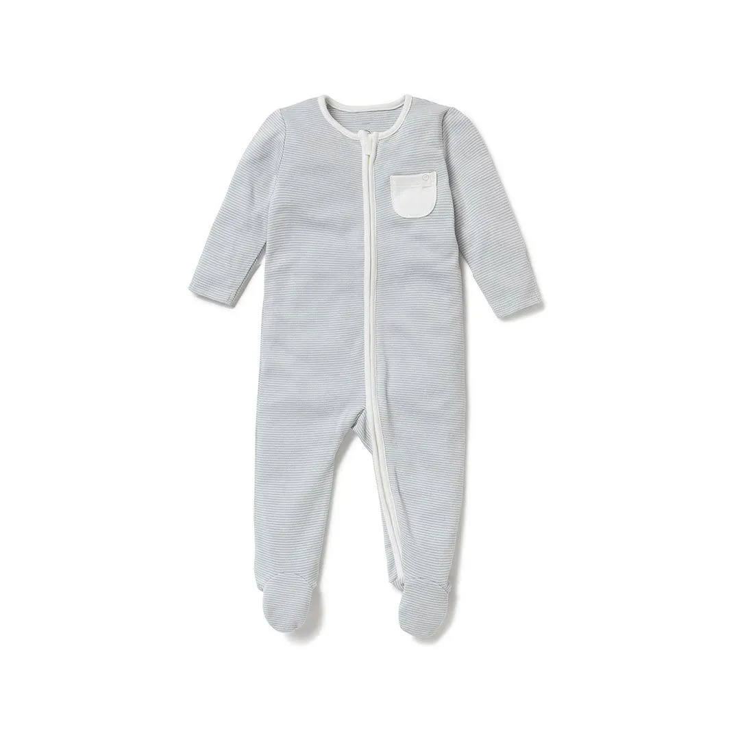 MORI Clever Zip Sleepsuit - Blue Stripe