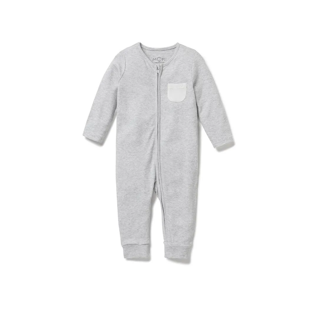 MORI Clever Zip Sleepsuit - Grey Marl