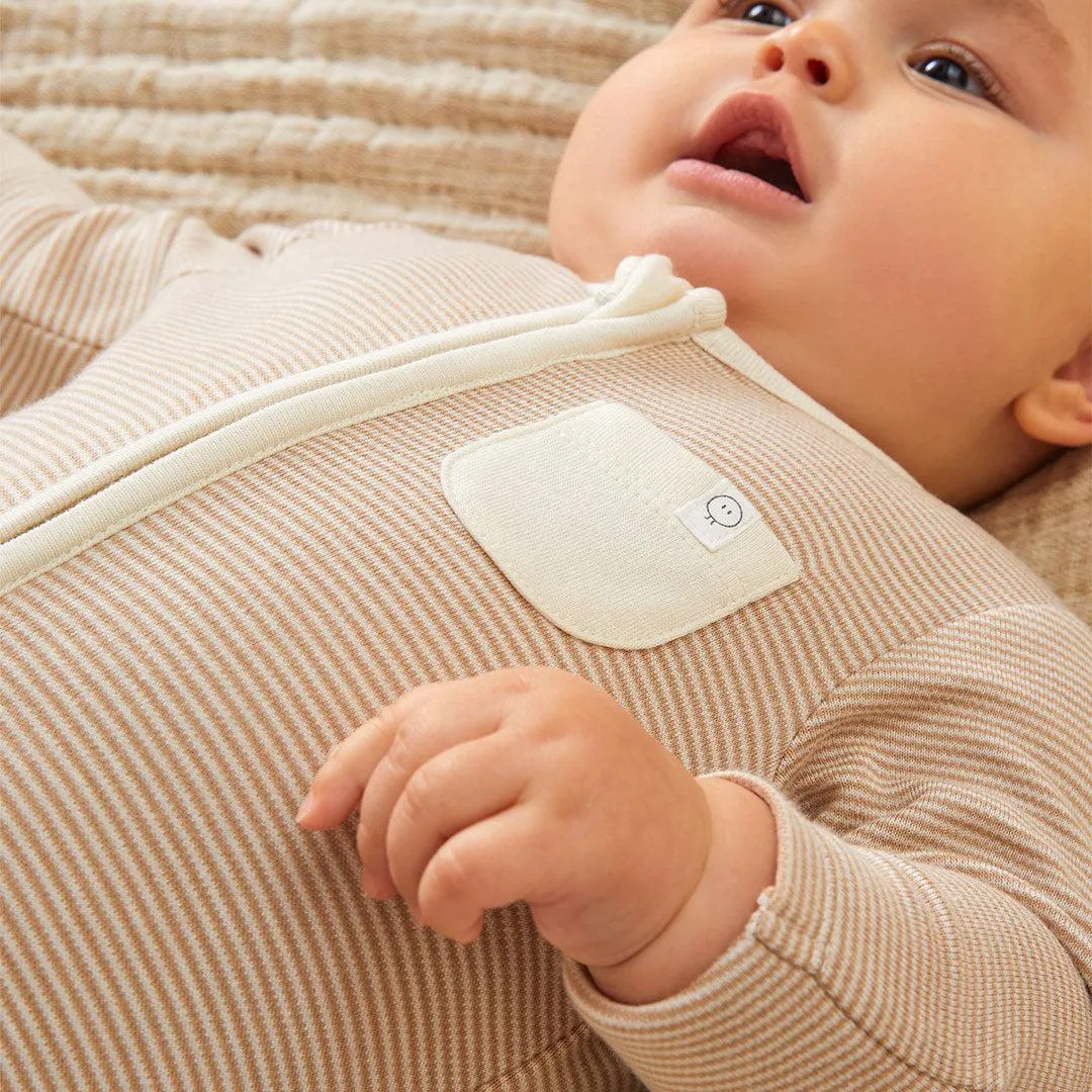 MORI Clever Zip Sleepsuit - Oatmeal Stripe