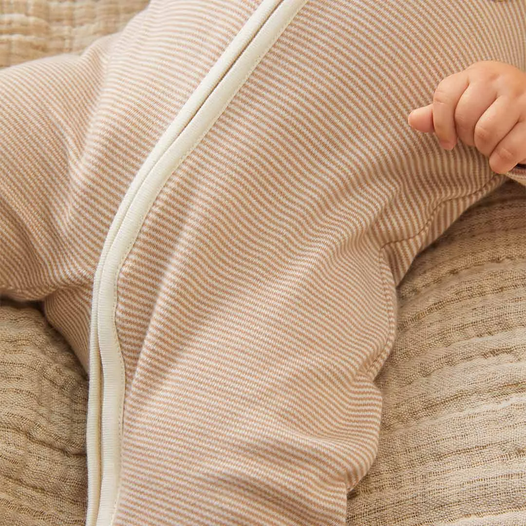 MORI Clever Zip Sleepsuit - Oatmeal Stripe