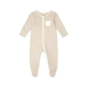 MORI Clever Zip Sleepsuit - Oatmeal Stripe