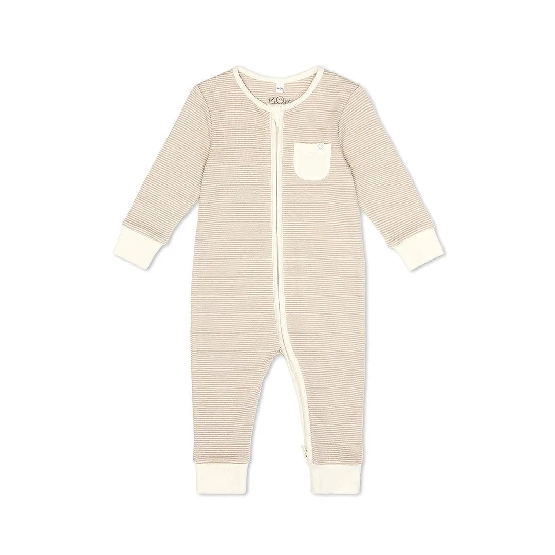 MORI Clever Zip Sleepsuit - Oatmeal Stripe