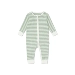 MORI Clever Zip Sleepsuit - Sage Stripe