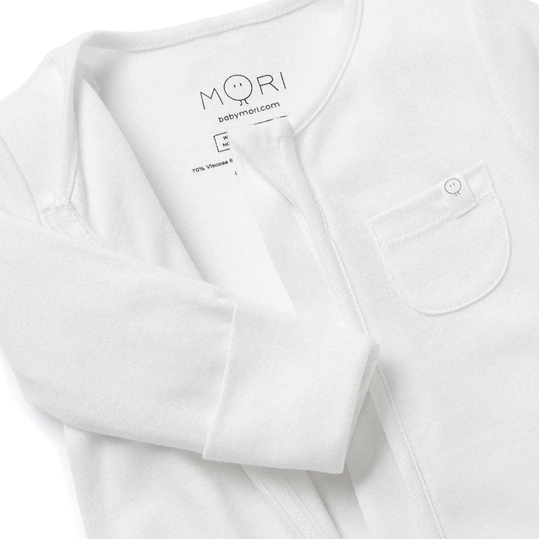 MORI Clever Zip Sleepsuit - White