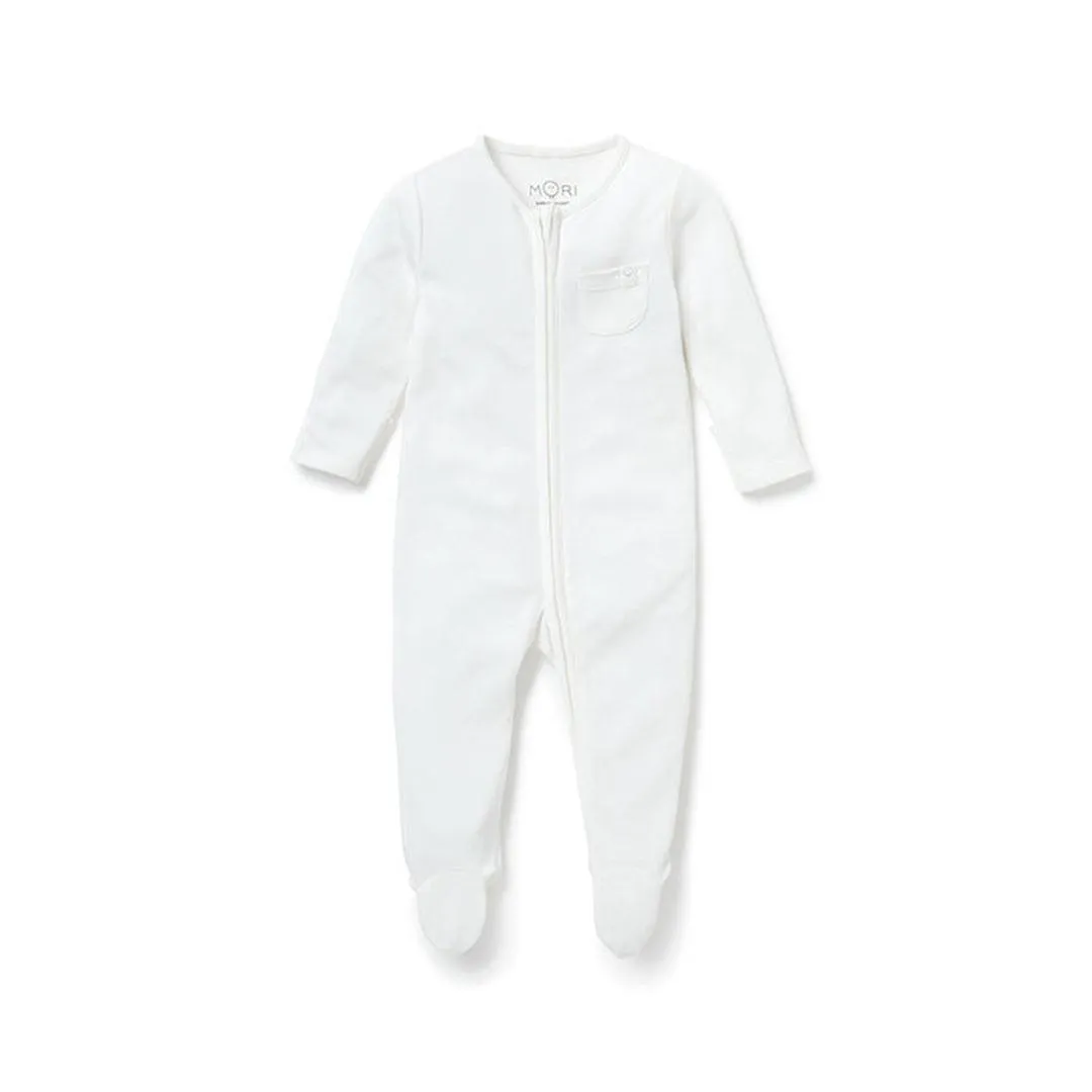 MORI Clever Zip Sleepsuit - White