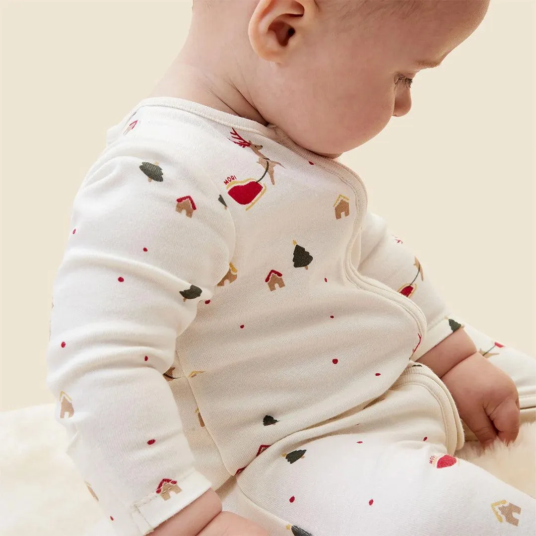 MORI Jolly Journey Two Way Zip-Up Sleepsuit - Tofu Christmas Print