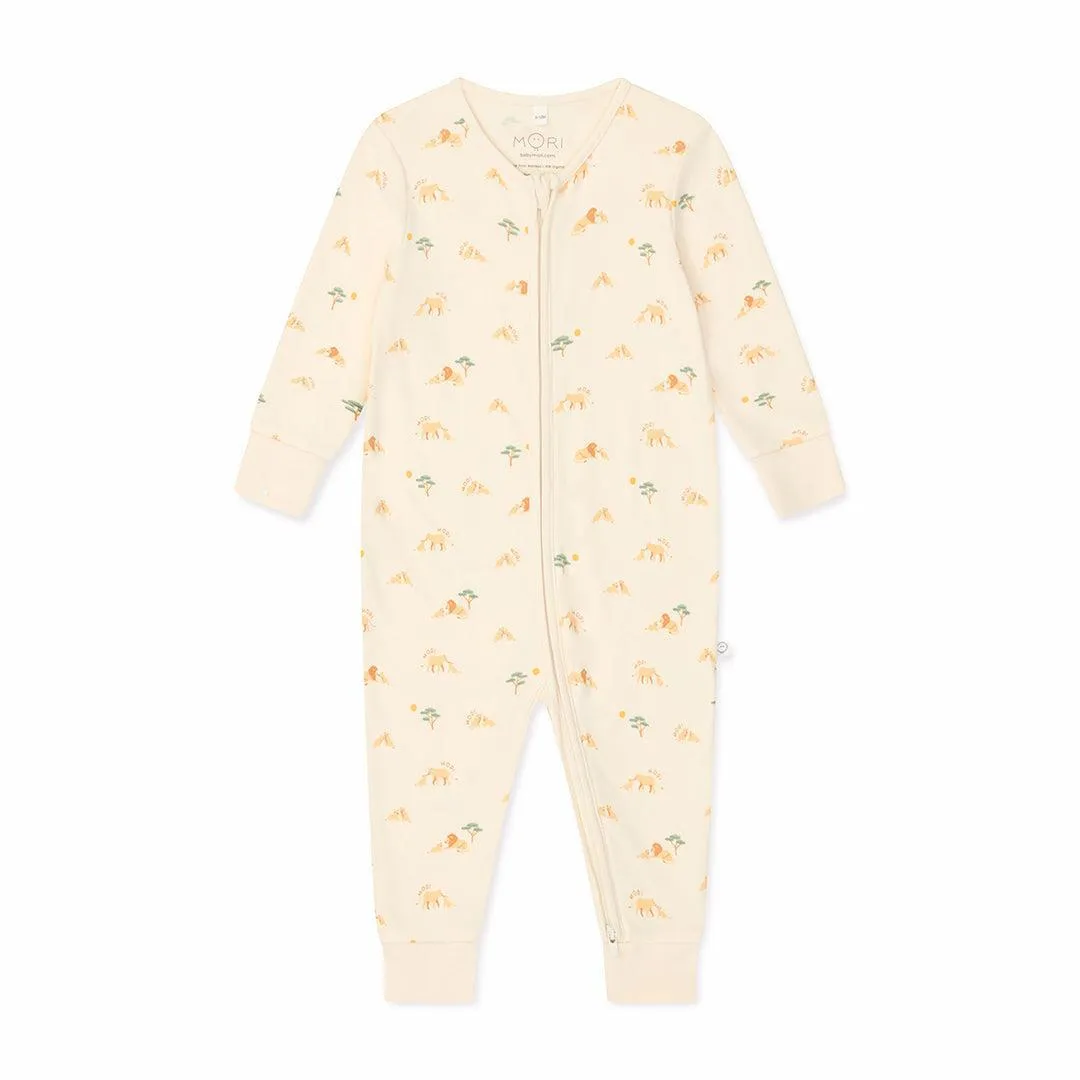 MORI Lion Two Way Zip-Up Sleepsuit - Lion Print