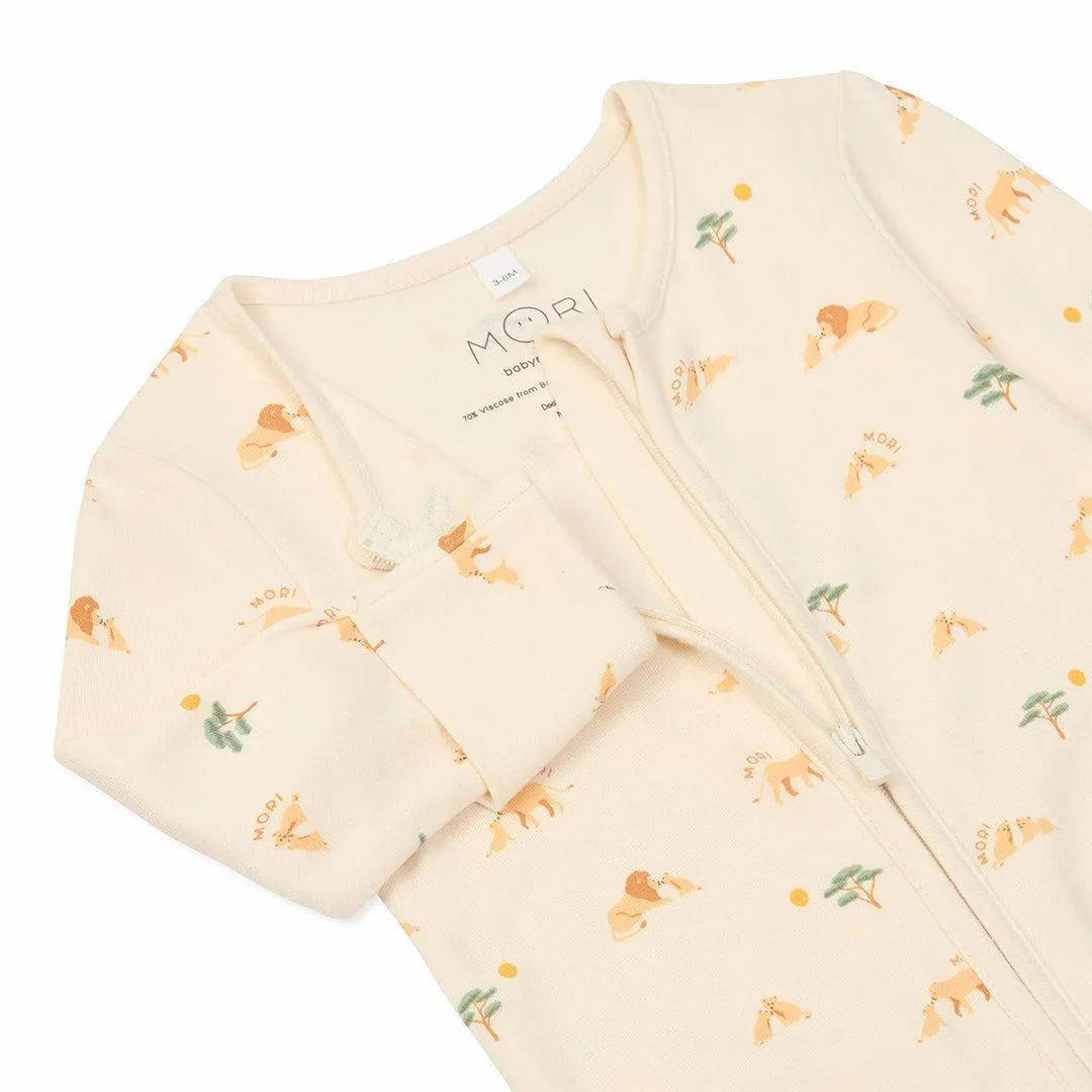 MORI Lion Two Way Zip-Up Sleepsuit - Lion Print