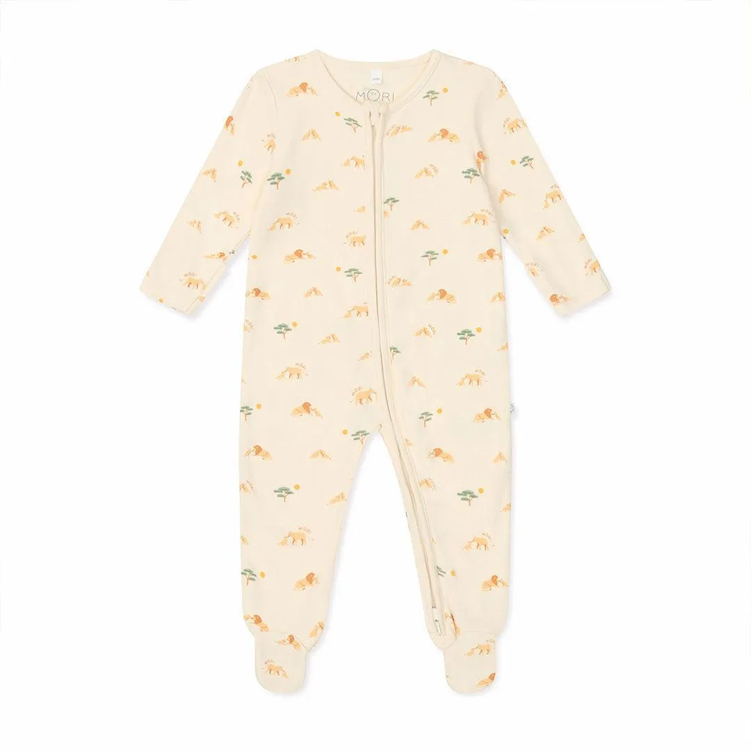 MORI Lion Two Way Zip-Up Sleepsuit - Lion Print