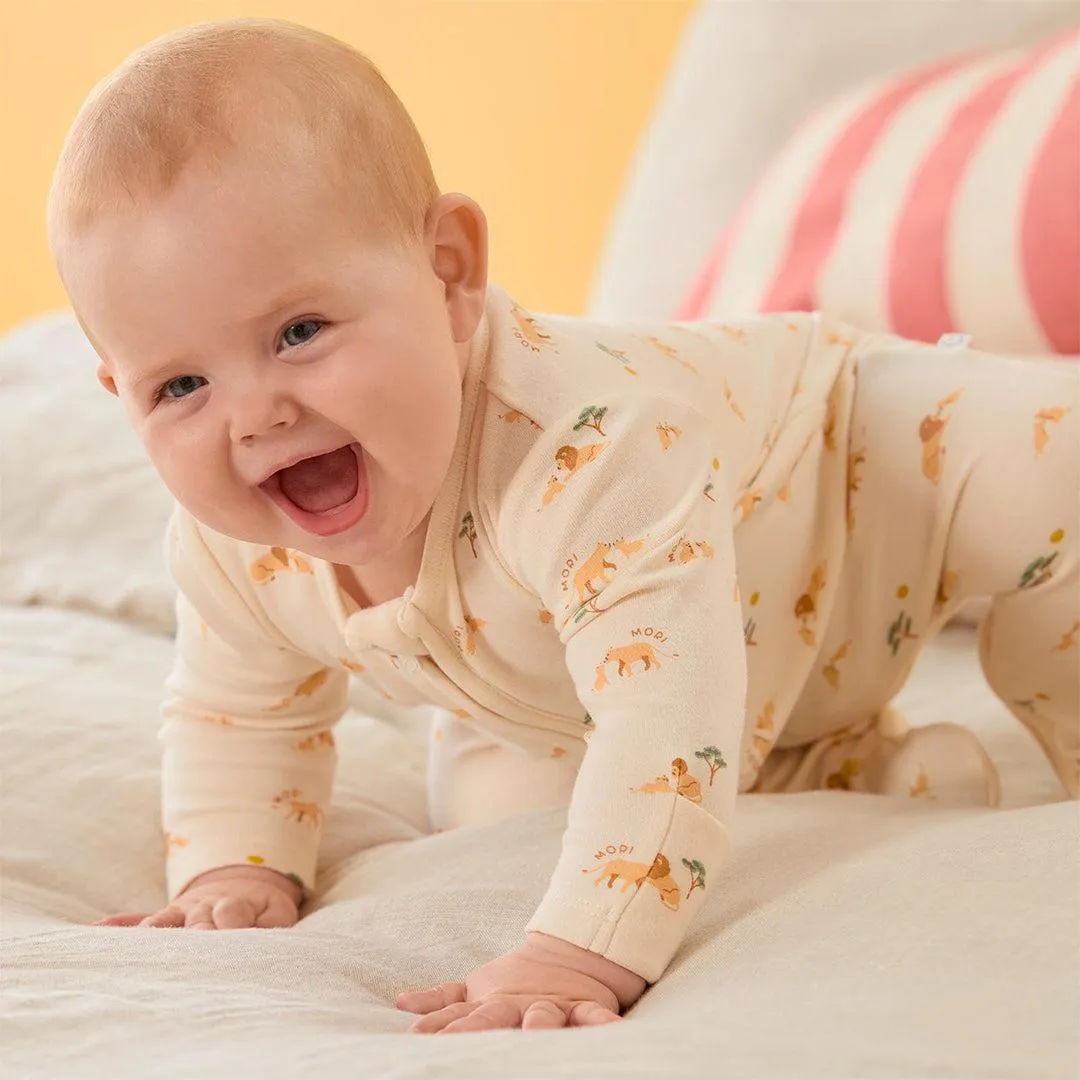 MORI Lion Two Way Zip-Up Sleepsuit - Lion Print