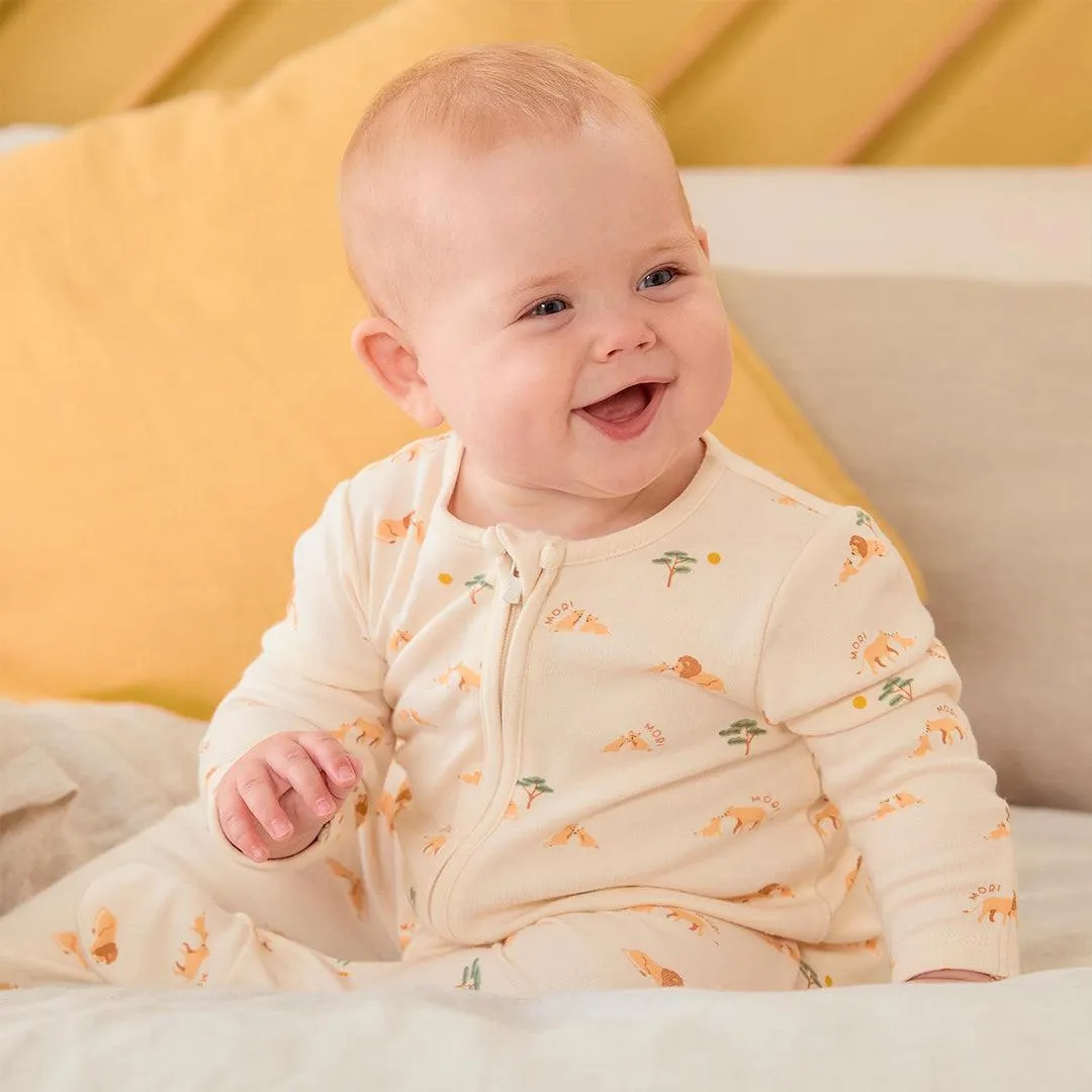 MORI Lion Two Way Zip-Up Sleepsuit - Lion Print