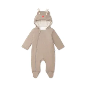 MORI Reindeer Ribbed Pramsuit - Taupe