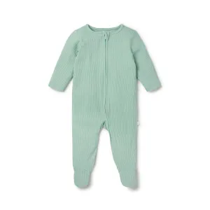 MORI Ribbed Clever Zip Sleepsuit - Mint