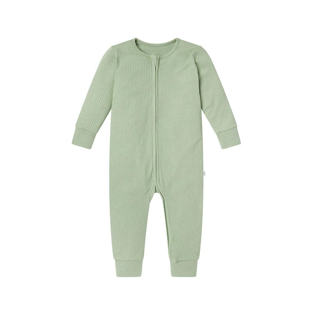 MORI Ribbed Clever Zip Sleepsuit - Sage