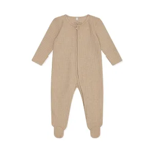 MORI Waffle Two Way Zip-Up Sleepsuit - Taupe