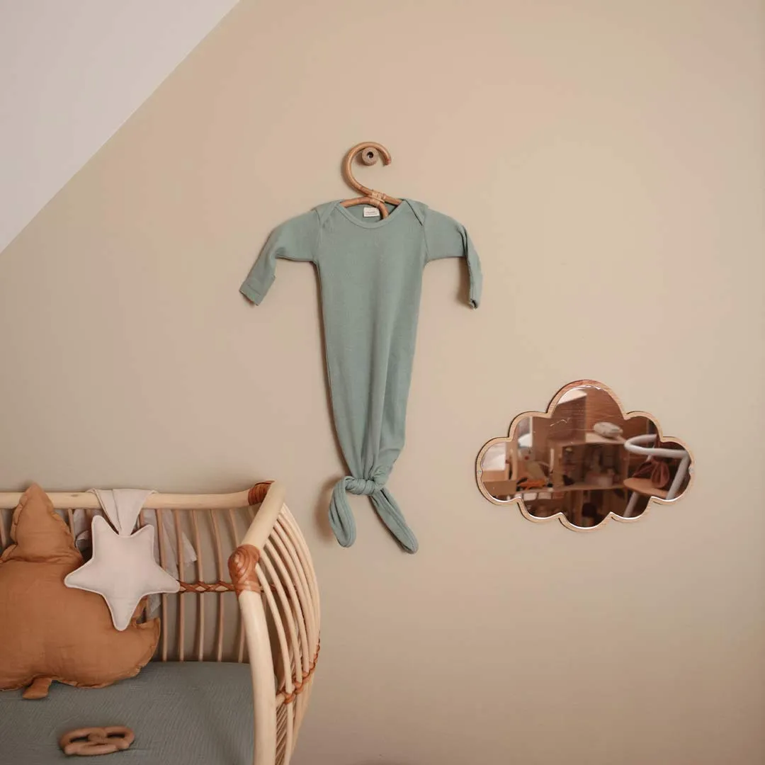 Mushie Ribbed Knotted Baby Gown - Roman Green