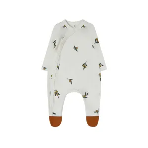 Organic Zoo Garden Suit   Contrast Feet - Olive Print