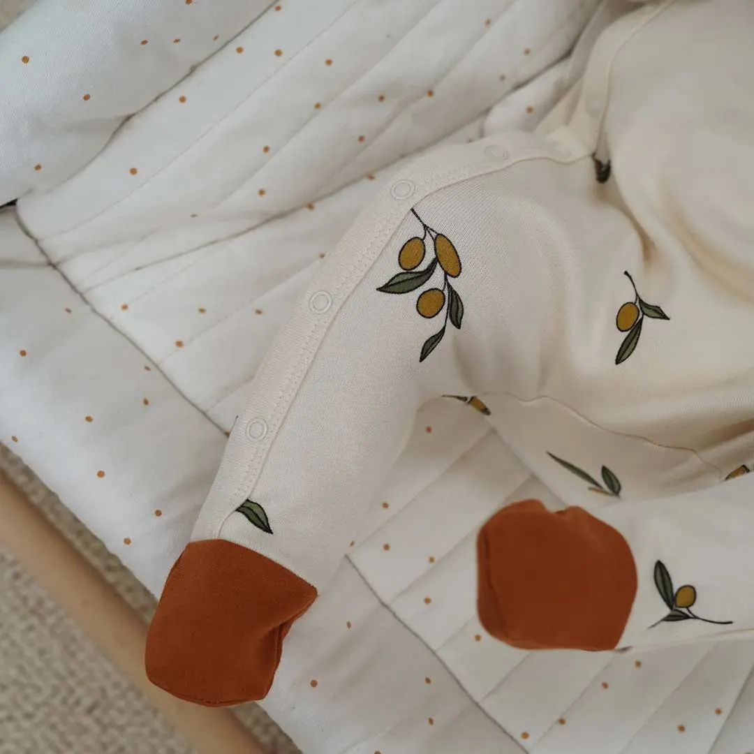Organic Zoo Garden Suit   Contrast Feet - Olive Print