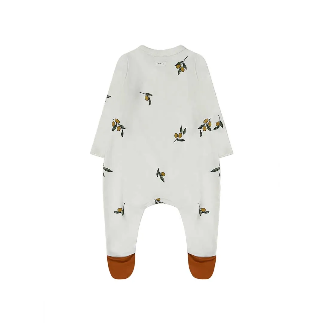 Organic Zoo Garden Suit   Contrast Feet - Olive Print