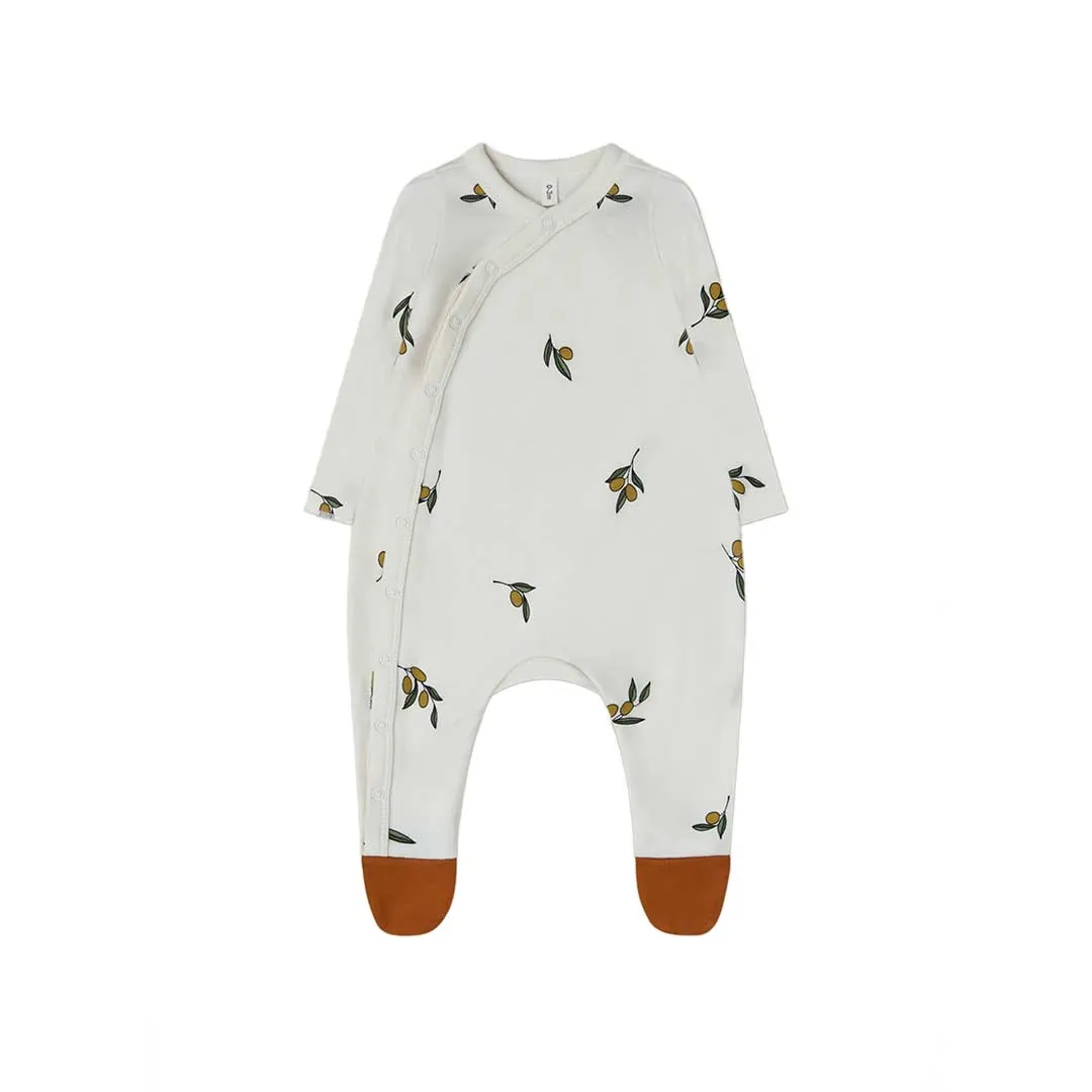 Organic Zoo Garden Suit   Contrast Feet - Olive Print