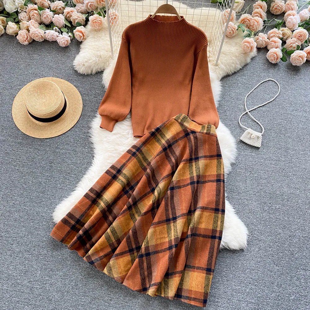 Retro Knitted Top Skirt Set Anna Kay Co