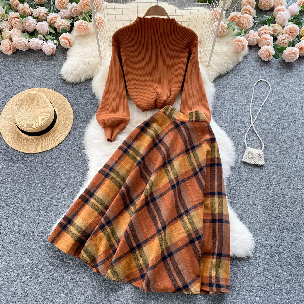 Retro Knitted Top Skirt Set Anna Kay Co